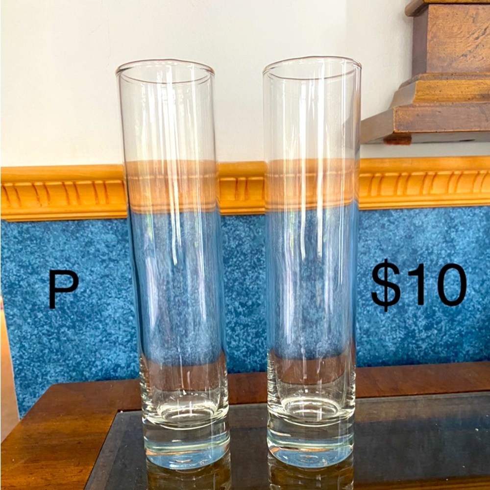 Two clear vases